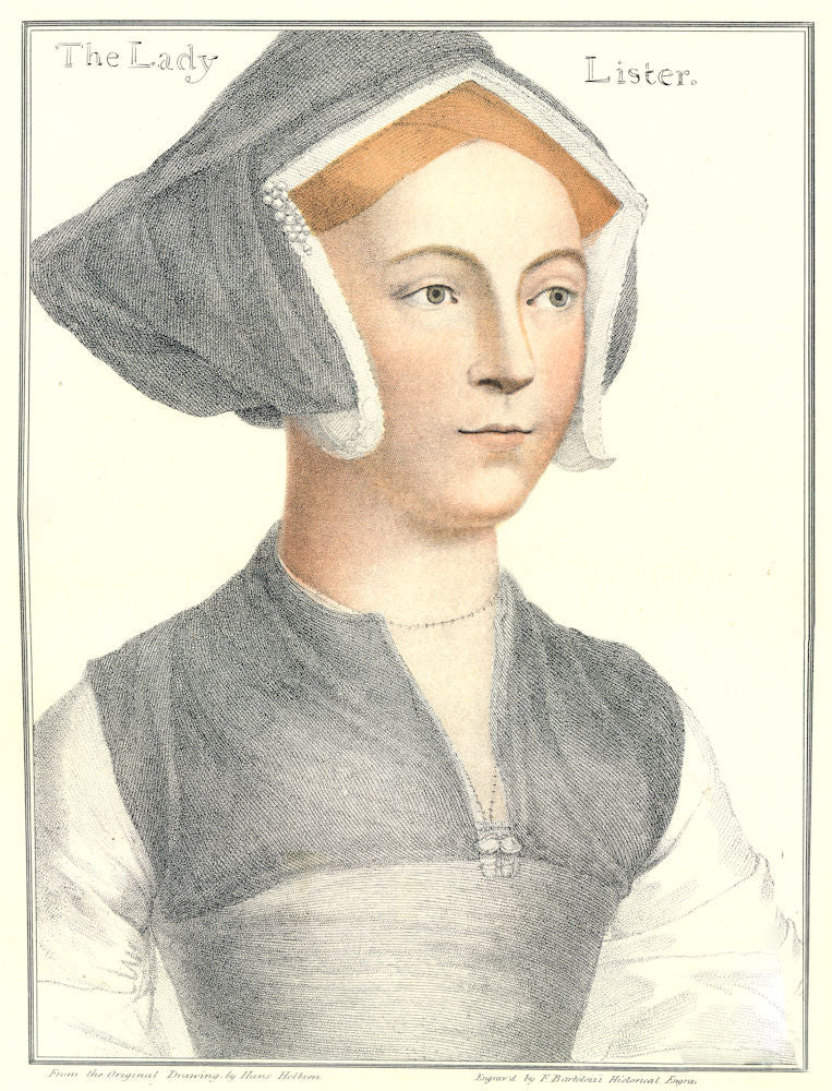 Jane Shirley, The Lady Lister by Bartolozzi / Holbein. Henry VIII's court 1884